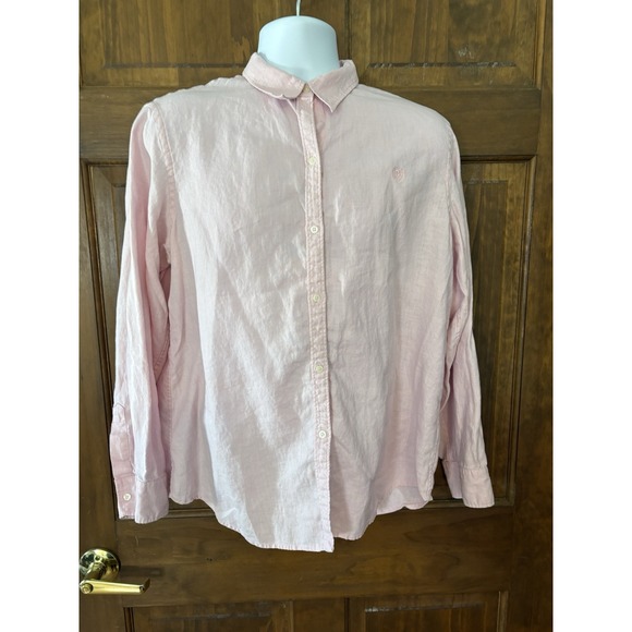 Chaps Mens Easy Care Shirt XL Pink Linen Long Sleeve Button Down - Picture 1 of 8